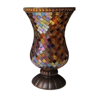PARTYLITE Hurricane Stained Glass - TECHICOLOR
